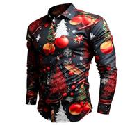 Camicia natalizia con bottoni da uomo hawaiana da spiaggia da bowling camicia slim fit camicia casual da uomo camicie formali non da uomo, A, 5XL