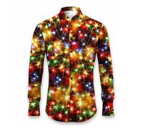 Camicia natalizia da uomo, divertente Merry Christmas Shirt Button Down Camicia con colletto alto, per il tempo libero, camicia di Natale, camicia a maniche lunghe, per festival, feste, Gold52, 5XL