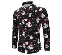 Camicia natalizia da uomo Funky Christmas Print Babbo Natale camicia button camicia casual hawaiana stampa 3D slim fit colletto alto camicie divertenti Ugly divertente Natale costume top, O bianco