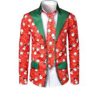 Camicia Natalizia Uomo, Camicia a Maniche Lunghe da Uomo Stampa 3D Camicia Casual Natalizia Manica Lunga Divertenti Camicie Funky Slim Fit Camicia Rossa Uomo per La Festa di Natale