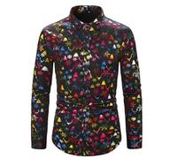 Camicia Natalizia Uomo, Camicie Uomo Manica Lunga Brutta Divertente Manica Lunga Abbottonata Pupazzo di Neve Elfo Babbo Natale Renna Stampa Camicia Elegante Uomo per La Festa di Natale