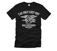 Camicia Navy Seals "The Only Easy Day was Yesterday" US Navy USA Army Command#35494, Nero , 3XL