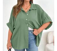 Camicia nera basic, semplice e versatile, casual, comoda e morbida, adatta per la primavera e l'estate, per donne taglie forti. Camicetta da donna, top da lavoro, camicia da insegnante, stile semplice