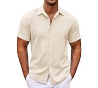 Camicia nera da uomo a maniche corte, a maniche corte, da uomo, estiva, a tinta unita, a maniche corte, casual, traspirante, da uomo, senza stiratura, per attività all'aria aperta, oversize, a maniche