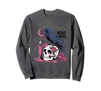 Camicia Night Mode Raven Skull Goth Candle Roses Moon Felpa