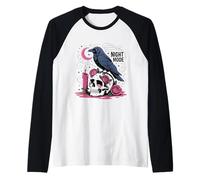 Camicia Night Mode Raven Skull Goth Candle Roses Moon Maglia con Maniche Raglan