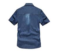 Camicia No Stiro Uomo - Corto Camicia a Maniche Men's Work Button Pocket Retro Size Lapel Grandi Camicie Men (Dark Blue L)