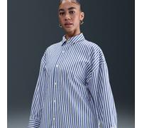 Camicia oversize a righe con bottoni Nike Chill Poplin - Donna - Blu S (IT 40-42)