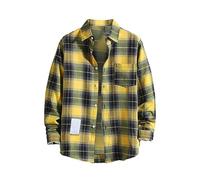 Camicia oversize da uomo nera, camicia a quadri da uomo a maniche lunghe, camicia da falegname da uomo slim fit, vestibilità normale, a maniche lunghe, flanella, camicia per il tempo libero, da