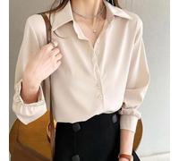Camicia Oversize Donna Colore per tinta Unita per stile per francese | Design oversize , tessuto morbido, per vestibilità rilassata, ideale per look francesi moderni(Apricot 2XL)