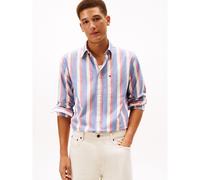 Tommy Hilfiger Camicia da Uomo Heritage Oxford Icon STP MW0MW41695 L/S, Blu, M, Blu (Wedge Blue/Multi Stripe), M