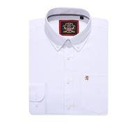 Camicia Oxford a Maniche Lunghe da Uomo, Colletto e Tasca con Bottoni, Weekender da Lavoro Casual in Stile Inglese. The English Oxford di Janeo British Apparel. (Plain White, XL)