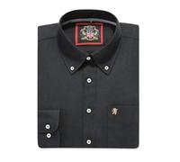 Camicia Oxford a Maniche Lunghe da Uomo, Colletto e Tasca con Bottoni, Weekender da Lavoro Casual in Stile Inglese. The English Oxford di Janeo British Apparel. (Plain Black, XL)