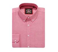 Camicia Oxford a Maniche Lunghe da Uomo, Colletto e Tasca con Bottoni, Weekender da Lavoro Casual in Stile Inglese. The English Oxford di Janeo British Apparel. (Plain Red, 2XL)