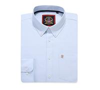 Camicia Oxford a Maniche Lunghe da Uomo, Colletto e Tasca con Bottoni, Weekender da Lavoro Casual in Stile Inglese. The English Oxford di Janeo British Apparel. (Plain Sky Blue, LG)