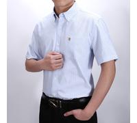 Camicia Oxford da uomo a maniche corte Tinta unita o rigato,Pulsante giù,Janeo