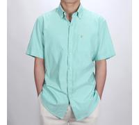 Camicia Oxford da uomo a maniche corte Tinta unita o rigato,Pulsante giù,Janeo