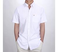 Camicia Oxford da uomo a maniche corte Tinta unita o rigato,Pulsante giù,Janeo