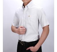 Camicia Oxford da uomo a maniche corte Tinta unita o rigato,Pulsante giù,Janeo