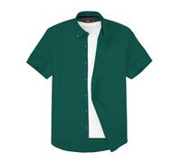 Camicia Oxford da uomo a maniche corte Tinta unita o rigato,Pulsante giù,Janeo