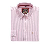 Camicia Oxford da Uomo a Righe a Maniche Lunghe. Acquista Singolo o con Il Suo Tinta Unita Corrispondente, Confezione da 2 Paia. Il Kensington,Colletto e Tasca con Bottoni. (1pc,Red,M)