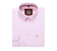 Camicia Oxford da Uomo a Righe a Maniche Lunghe. Acquista Singolo o con Il Suo Tinta Unita Corrispondente, Confezione da 2 Paia. Il Kensington,Colletto e Tasca con Bottoni. (1pc,Pink,XL)