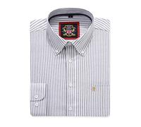 Camicia Oxford da Uomo a Righe a Maniche Lunghe. Acquista Singolo o con Il Suo Tinta Unita Corrispondente, Confezione da 2 Paia. Il Kensington,Colletto e Tasca con Bottoni. (1pc,Grey,3XL)