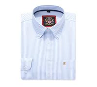 Camicia Oxford da Uomo a Righe a Maniche Lunghe. Acquista Singolo o con Il Suo Tinta Unita Corrispondente, Confezione da 2 Paia. Il Kensington,Colletto e Tasca con Bottoni. (1pc,Sky Blue,3XL)