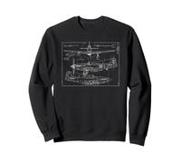 Camicia P-51D Mustang Bomber Blueprint Felpa