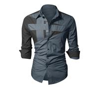Camicia patchwork da uomo a maniche lunghe slim fit casual top leggero moda all'aperto button down confortevole per il tempo libero quotidiano Streetwear novità camicia stampata abbigliamento da