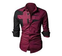 Camicia patchwork da uomo a maniche lunghe slim fit casual top leggero moda all'aperto button down confortevole per il tempo libero quotidiano Streetwear novità camicia stampata abbigliamento da