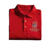 Camicia patriottica da uomo, a maniche corte, vestibilità casual e confortevole, stampa grafica commemorativa, colletto, per la festa dell'indipendenza e le celebrazioni., rosso, L