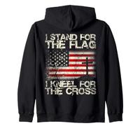 Camicia patriottica I Stand for The Flag I Kneel for The Cross Felpa con Cappuccio