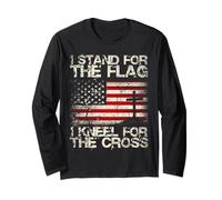 Camicia patriottica I Stand for The Flag I Kneel for The Cross Maglia a Manica