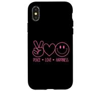 Camicia Peace Love Happiness Happy Face Tee Smile Face Hippie Custodia per iPhone X/XS
