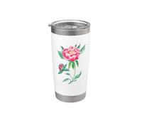 Camicia Peonia Fiore Bella Peonia Rosa Bicchiere termico in acciaio inox doppia parete
