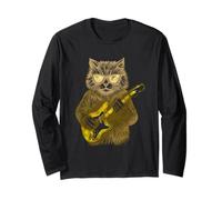 Camicia per Chitarra Cat Che Suona la Chitarra Rock And Roll Maglia a Manica