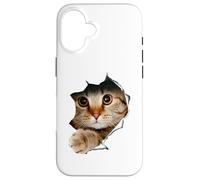 Camicia per gatti, maglietta per gatti, camicia di stoffa strappata al gatto, gattino, gattino Custodia per iPhone 16