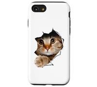 Camicia per gatti, maglietta per gatti, camicia di stoffa strappata al gatto, gattino, gattino Custodia per iPhone SE (2020) / 7 / 8
