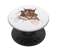 Camicia per gatti, maglietta per gatti, camicia di stoffa strappata per gatti, gattino, maglietta per gattini PopSockets PopGrip Adesivo