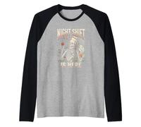 Camicia per Halloween con Scheletro e campanella per Infermiera con Scritta Night Maglia con Maniche Raglan