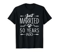 Camicia per Il 50° Anniversario di Matrimonio per Coppie e Genitori Maglietta con Stampa Grafica Economica, Uomo, Nero, L