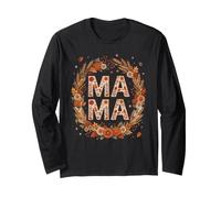 Camicia per la Mamma del Ringraziamento con Lettere Floreali e Corona Autunnale da Donna Maglia a Manica