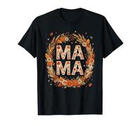 Camicia per la Mamma del Ringraziamento con Lettere Floreali e Corona Autunnale da Donna Maglietta