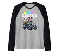 Camicia per ragazzi Monster Truck di Pasqua - Happy Easter Toddler Maglia con Maniche Raglan