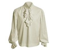 Camicia pirata steampunk rinascimentale con colletto a volant per cosplay uomo