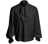 Camicia Pirata Uomo Nero, Top Rinascimentale Steampunk, Vampiro Medievale Bianco XXL