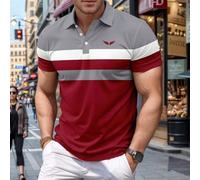 Camicia polo a maniche corte casual da uomo a righe, adatta per l'ambiente di lavoro L,M,S,XL,XXLTessuto in maglia