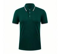 Camicia polo da uomo con maniche corte, scollo a quarto di bottone, orlo a contrasto, adatta per uso casual quotidiano e per il golf L,M,S,XL,XXLColore unicoTessuto in maglia