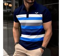 Camicia polo formale da uomo con blocchi di colore e righe, ricamo dell'aquila, colletto colorato, adatta per il lavoro e il tempo libero, camicie da uomo blu, nere e bianche L,M,S,XL,XXLAnimalePolies